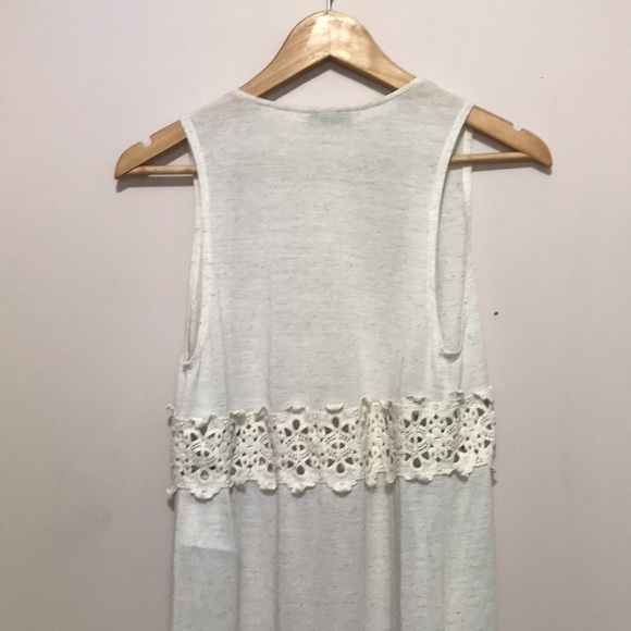 Only LONG DETAILED WAISTCOAT linen blend crochet lace vest cardigan XS - Picture 5 of 10